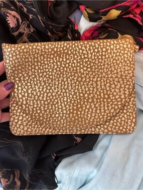 Minor History 100% Leather Gold Speckled Tan Clutch Wristlet